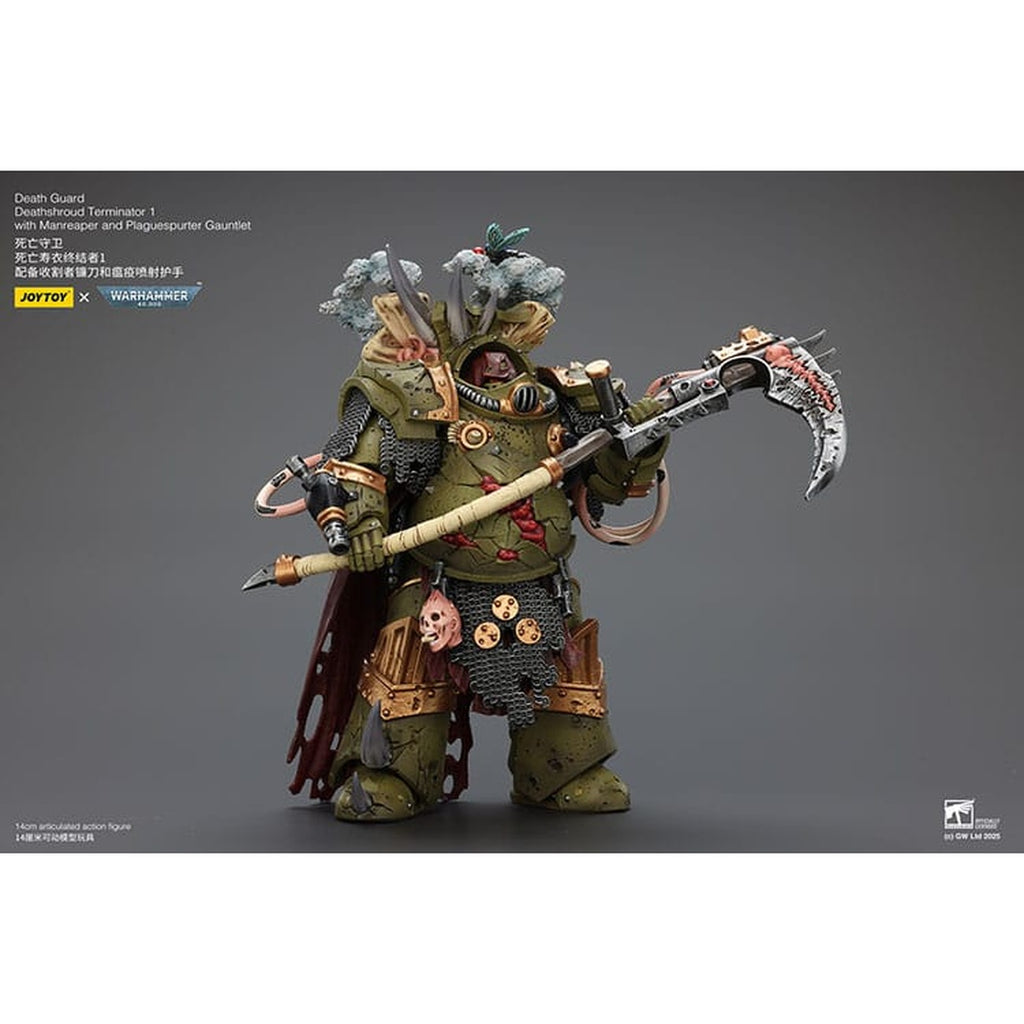 Image produit Figurine d’action Warhammer 40k 1/18 Death Guard Deathshroud Terminator 1 avec Manreaper et Plaguespurter Gauntlet 14 cm