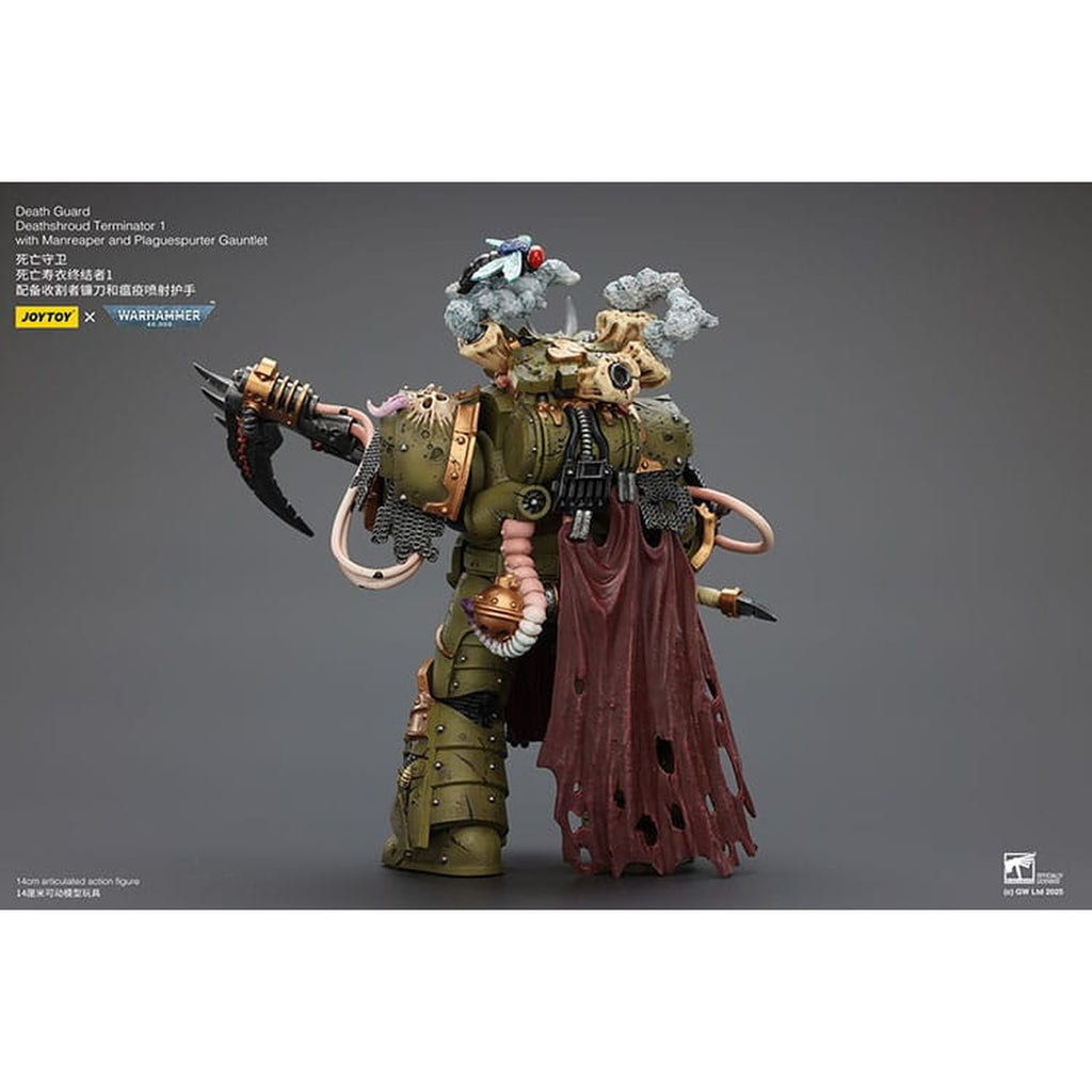 Image produit Figurine d’action Warhammer 40k 1/18 Death Guard Deathshroud Terminator 1 avec Manreaper et Plaguespurter Gauntlet 14 cm