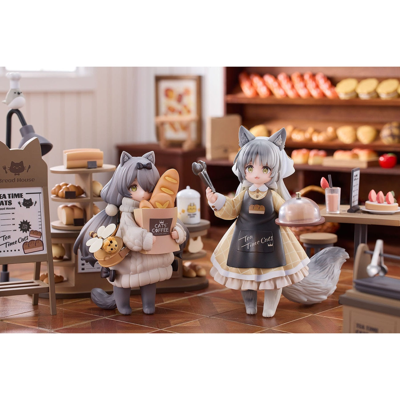 Image produit Decorated Life Collection Statue PVC Tea Time Cats - Cat Town Bakery Staff & Customer Set 12 cm