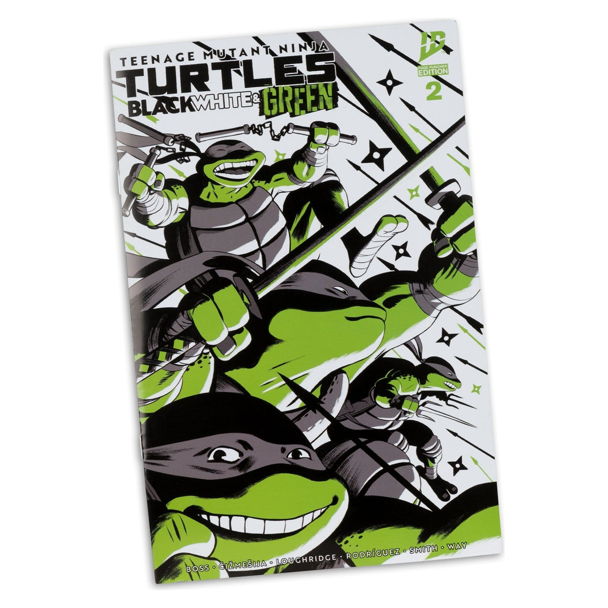 Image produit Teenage Mutant Ninja Turtles Page Punchers figurine articulée Michelangelo (Black White & Green) (Red Platinum Edition) 13 cm