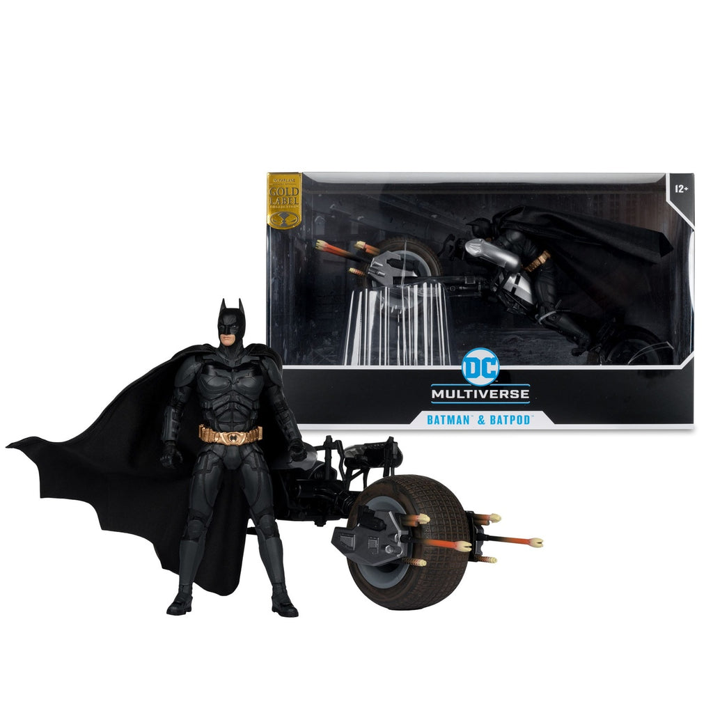 Image produit The Dark Knight DC Multiverse figurine articulée avec véhicule Batman & The Batpod 18 cm