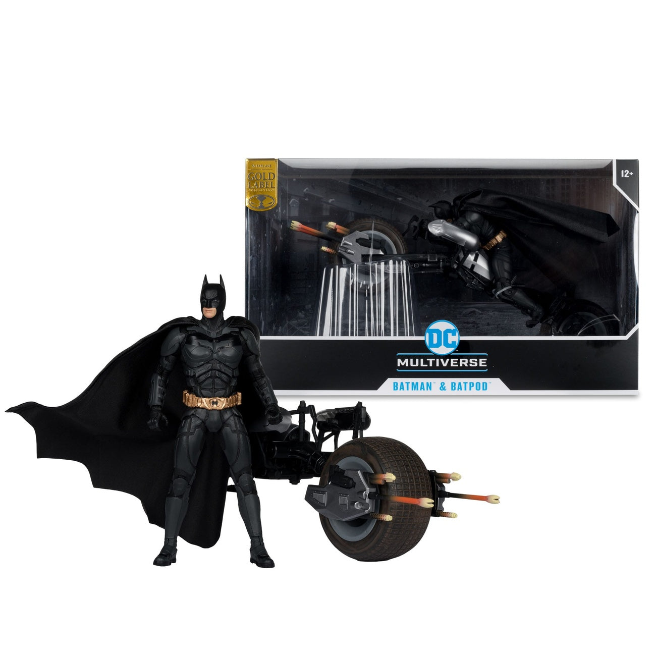 Image produit The Dark Knight DC Multiverse figurine articulée avec véhicule Batman & The Batpod 18 cm