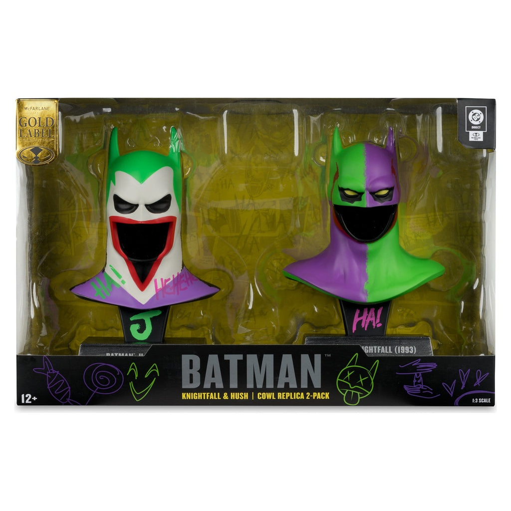 Image produit Batman DC Direct Mini-Réplique 1/3 Pack de 2 Masques de Batman Hush & Knightfall (Jokerized) (Gold Label) 18 cm