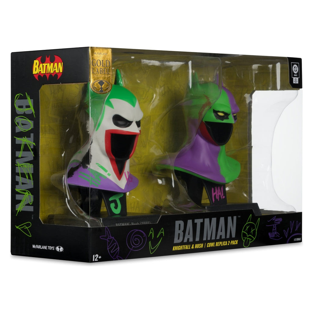 Image produit Batman DC Direct Mini-Réplique 1/3 Pack de 2 Masques de Batman Hush & Knightfall (Jokerized) (Gold Label) 18 cm