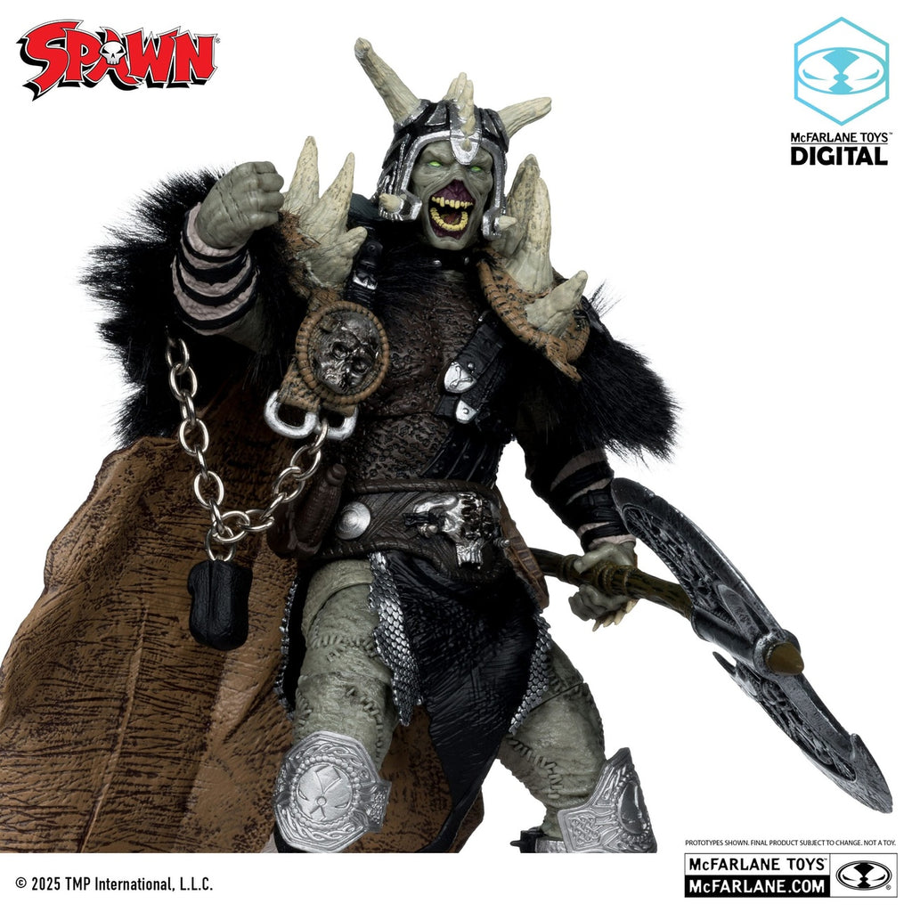 Image produit Figurine articulée Spawn Bloodaxe avec cheval (Spawn: The Dark Ages) (McFarlane Toys 30th Anniversary) (Gold Label) 18 cm