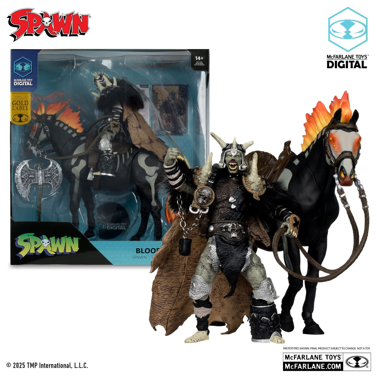 Image produit Figurine articulée Spawn Bloodaxe avec cheval (Spawn: The Dark Ages) (McFarlane Toys 30th Anniversary) (Gold Label) 18 cm