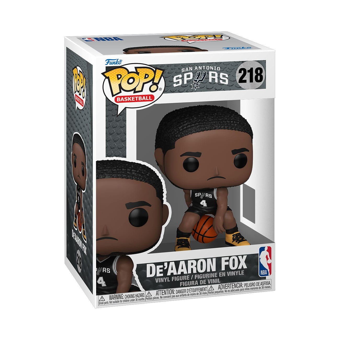 Image produit NBA POP! Figurine en vinyle Basketball San Antonio Spurs : De'Aaron Fox (Uniforme Icon Edition 2025) 9 cm