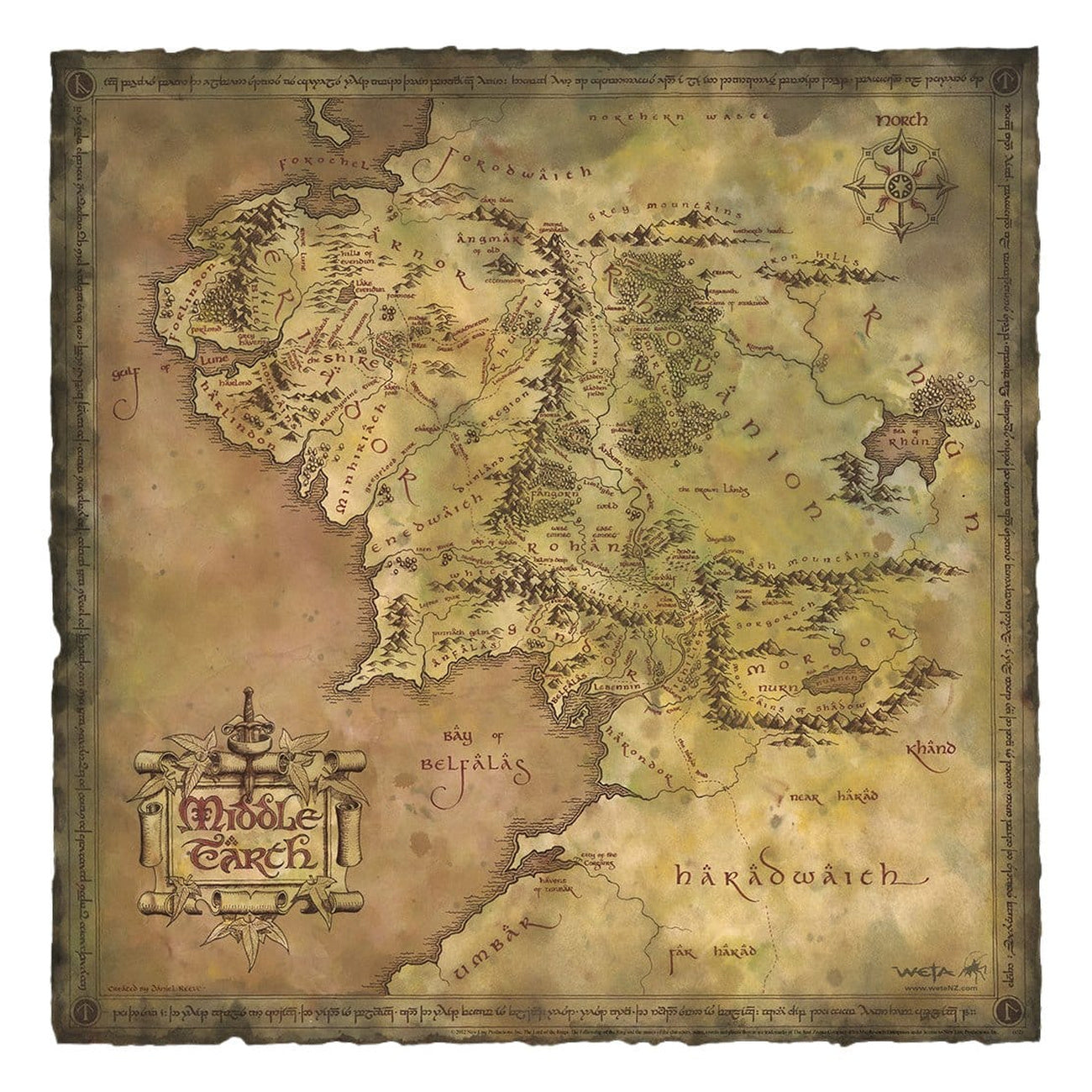 Image produit Le Seigneur des Anneaux Tirage d’art Parchment Map of Middle-earth 59 x 30 cm