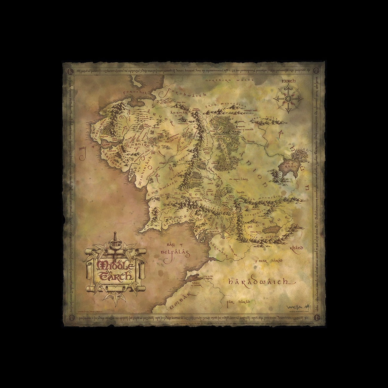 Image produit Le Seigneur des Anneaux Tirage d’art Parchment Map of Middle-earth 59 x 30 cm