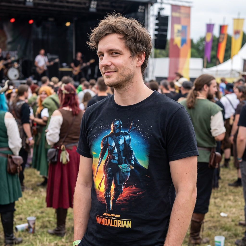 Image produit T-shirt Through The Galaxy noir – Star Wars The Mandalorian