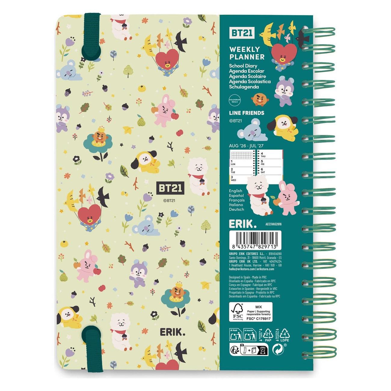 Image produit BT21 Agenda hebdomadaire 2026/2027 A5