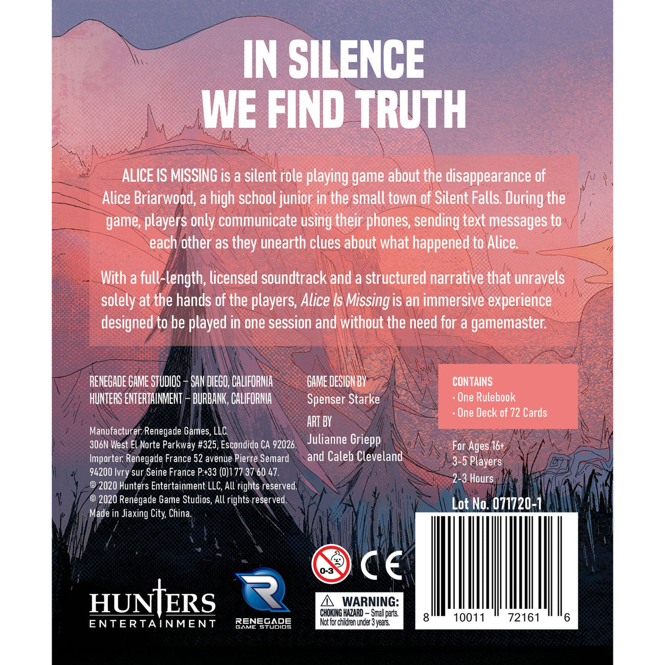 Product image Alice is Missing RPG Silent Roleplaying Game *English Version*