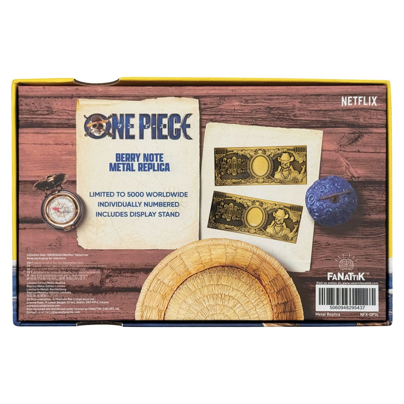 Image produit One Piece - Réplique de billet de banque en métal 1000 World Berry de collection