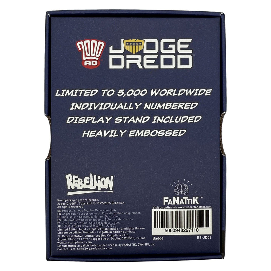 Image produit Réplique du badge Judge Dredd 2000 AD – Édition limitée