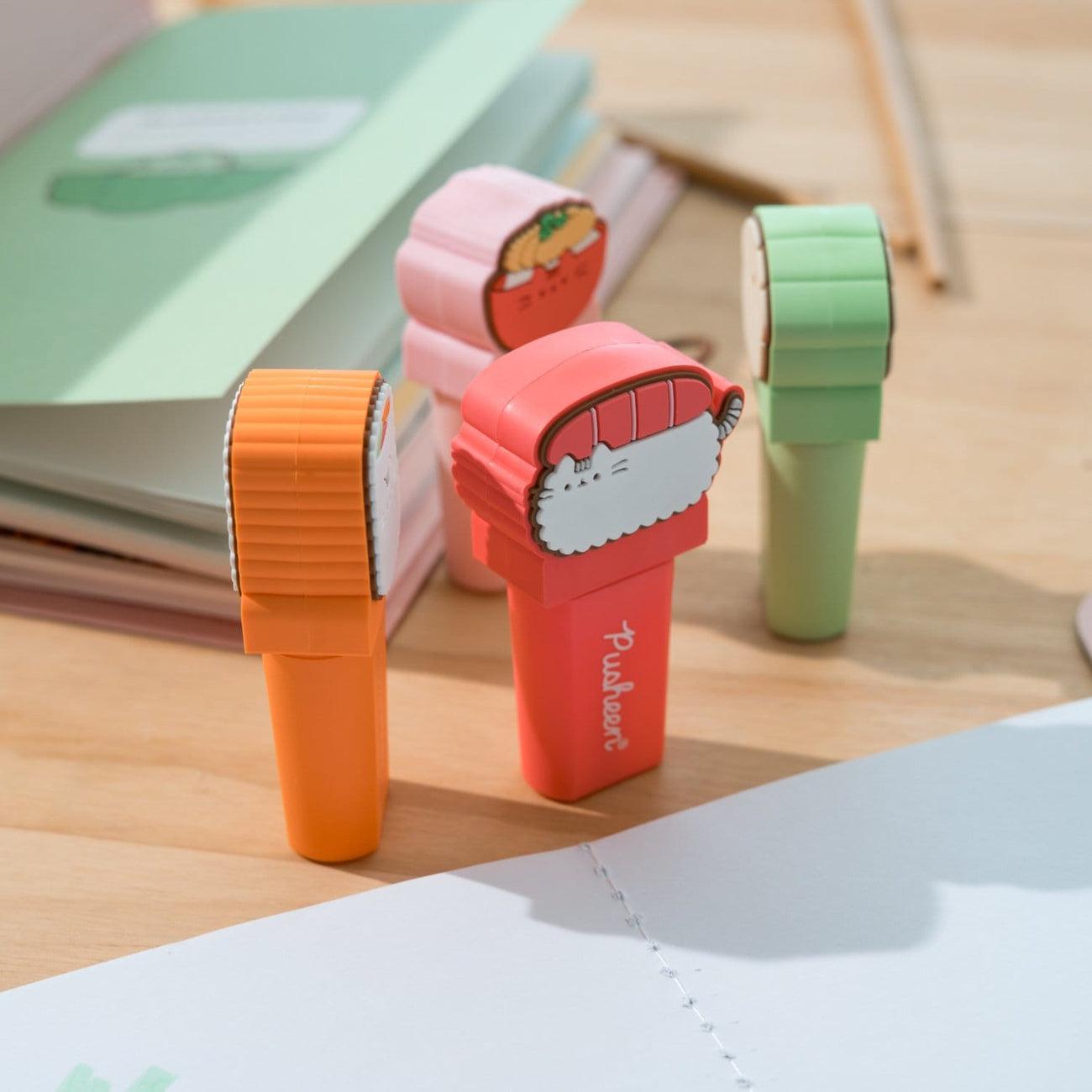 Image produit Pusheen - Set de 4 surligneurs Sushi Roll avec embouts