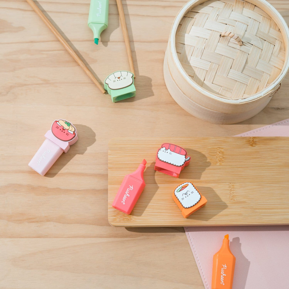 Image produit Pusheen - Set de 4 surligneurs Sushi Roll avec embouts